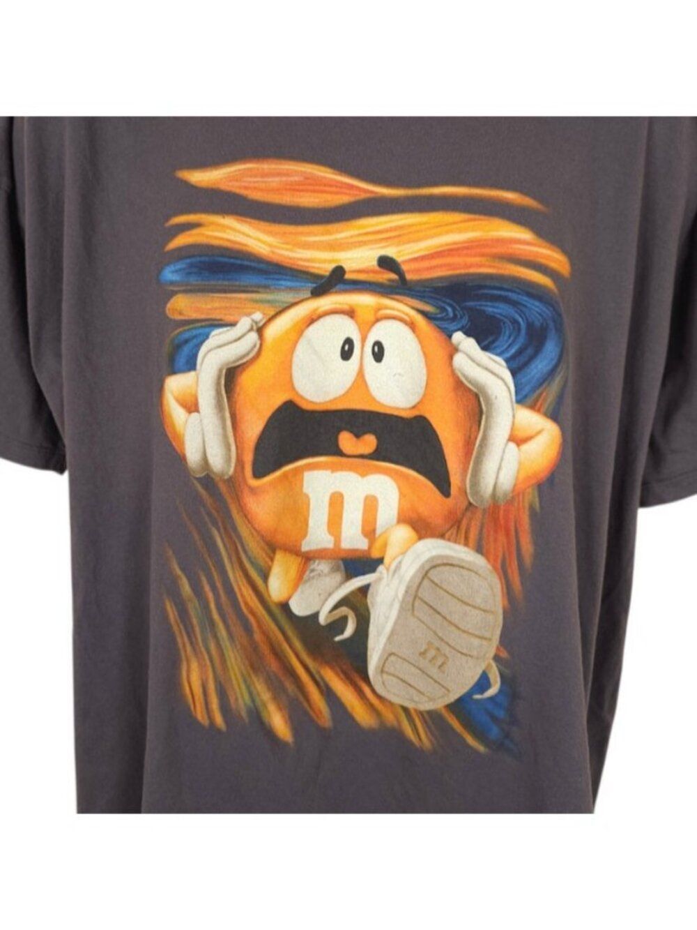 Orange M&Ms T Shirt Mens Size 2XL Gray The Scream Edvard Munch Parody Snack Tee
